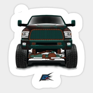 ram 2500 lifted truck green rust Sticker